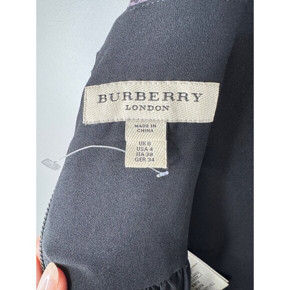 Burberry London Floral Print Silk Blend Knee Length Dress US 4 UK 6 ITA 38 - Picture 9 of 12